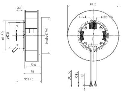 EC后倾式小猪视频黄版175mm外形尺寸图